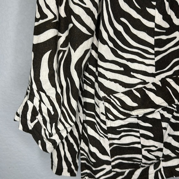 Chico’s Zebra Print Linen Blend Jacket 2 Large - Picture 6 of 11